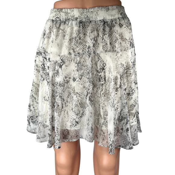 Banana Republic Black White Snakeskin High Waisted Pleated A Line Mini Skirt 2 - Picture 1 of 5